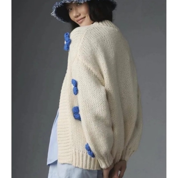 Anthropologie Maeve The Susannah 3D Flower Cardigan Sweater. - Picture 6 of 7